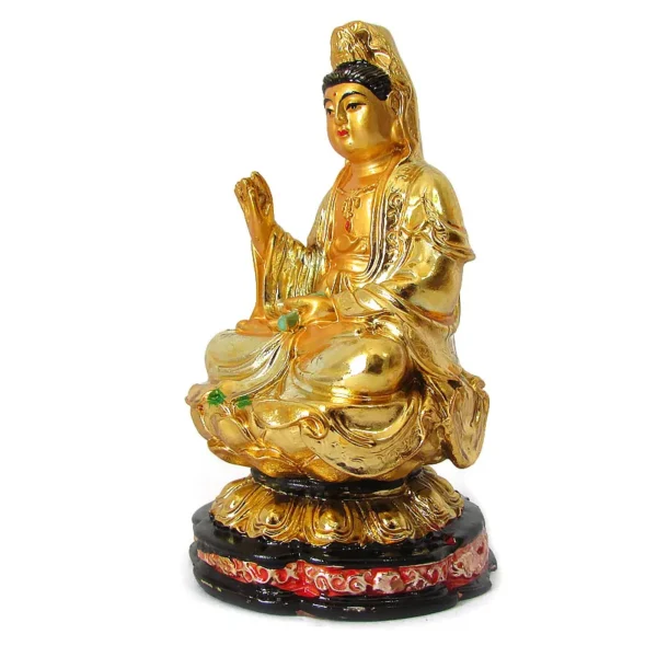 Kuan Yin Dourada 11cm - Deusa da Compaixao - Image 3