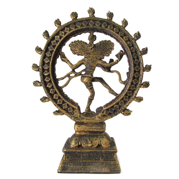 Deus Shiva Nataraja no Circulo de Fogo Dourado em Marmorite 18cm - Image 3