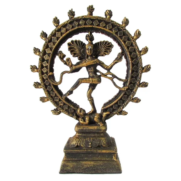 Deus Shiva Nataraja no Circulo de Fogo Dourado em Marmorite 18cm - Image 2