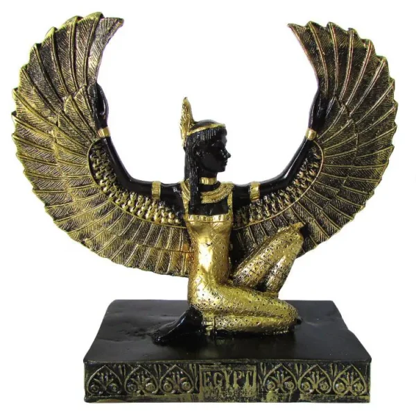 Estatua Isis Alada Asas Abertas 14cm - Preto com Dourado - Image 2