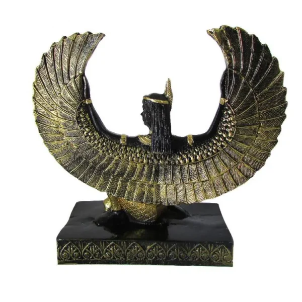 Estatua Isis Alada Asas Abertas 14cm - Preto com Dourado - Image 3