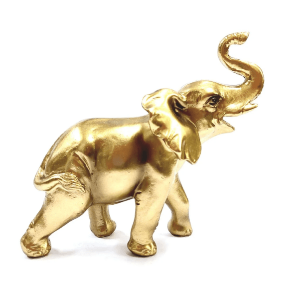 Estatua Elefante em Resina Dourado 10cm