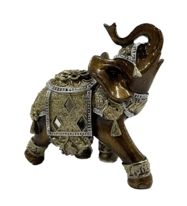 Estatua Elefante em Resina Dourado - 13 Cm