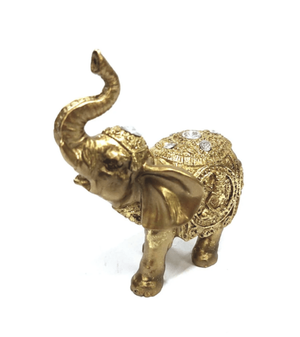 Estatua Elefante em Resina Sem Brilho Dourado 9cm