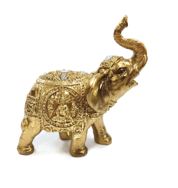 Estatua Elefante em Resina Sem Brilho Dourado 9cm - Image 2